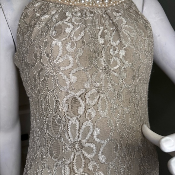 R&M Richards formal gown dress with lace and pearls size 6, - Picture 6 of 12